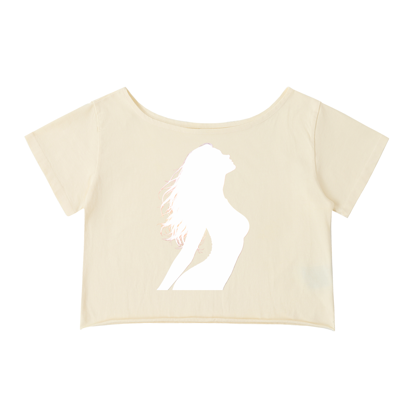 Off-Shoulder Rolled Hem Cotton T-Shirt